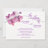 Invitation Aquarelle peinte violet orchidées florales Mariage (Devant)