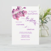 Invitation Aquarelle peinte violet orchidées florales Mariage (Debout devant)