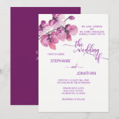 Invitation Aquarelle peinte violet orchidées florales Mariage (Devant / Derrière)