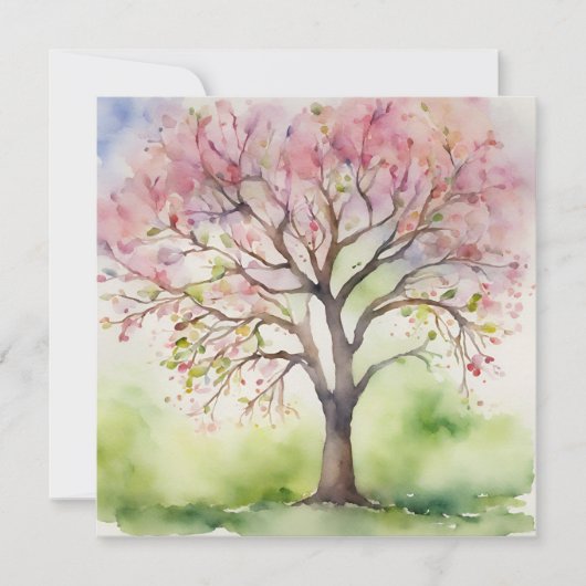 Invitation Aquarelle Peinture Arbre (Devant)