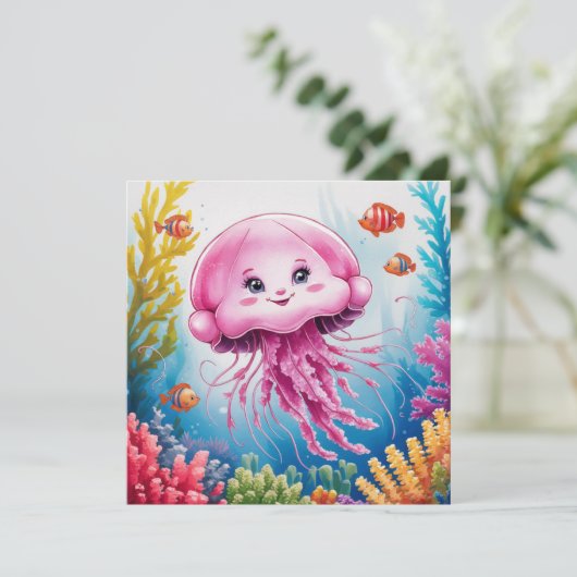 Invitation Aquarelle peinture méduse (Debout devant)