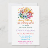 Invitation Aquarelle Peinture Palette Art Anniversaire (Devant)