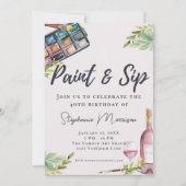 Invitation Aquarelle Peinture & Sip Art Anniversaire (Devant)