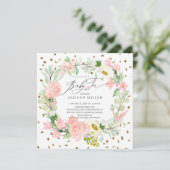 Invitation Aquarelle Peonies Floral Wreath Baby Tea Douche (Debout devant)