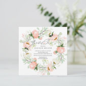 Invitation Aquarelle Peonies Florales Wreath Thé nuptial (Debout devant)