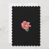 Invitation Aquarelle Peonies rose Fleurs Mariage Noir (Dos)