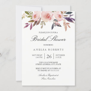 Invitation Aquarelle Peonies violet Fête des mariées rose