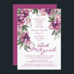 Invitation Aquarelle Peony Bat mitzvah Floral moderne<br><div class="desc">Watercolor Peony Bat mitzvah Modern Floral Invitations dispose d'une élégante aquarelle violet cadre de fleurs Peony en mauve profonde douce et rose poussiéreux avec feuilles verts sur un arrière - plan blanc avec votre Bat mitzvah Invitation informations dans le centre. Personnalisez en modifiant le texte dans les zones de texte...</div>