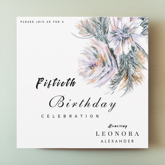 Invitation Aquarelle Peony Fleurs N'IMPORTE QUELLE fête d'ann