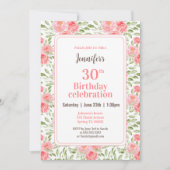 Invitation Aquarelle Peony Floral Peach 30e anniversaire (Devant)