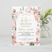 Invitation Aquarelle Peony rose Arc Floral Bébé Brunch (Debout devant)