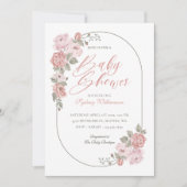 Invitation Aquarelle Peony rose Baby shower de fleurs florale (Devant)