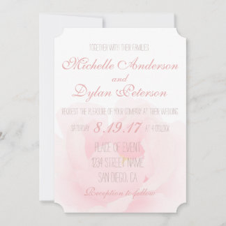 Invitation Aquarelle Peony rose clair Mariage élégant