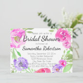 Invitation Aquarelle Peony rose Vert Fête des mariées Florale (Debout devant)