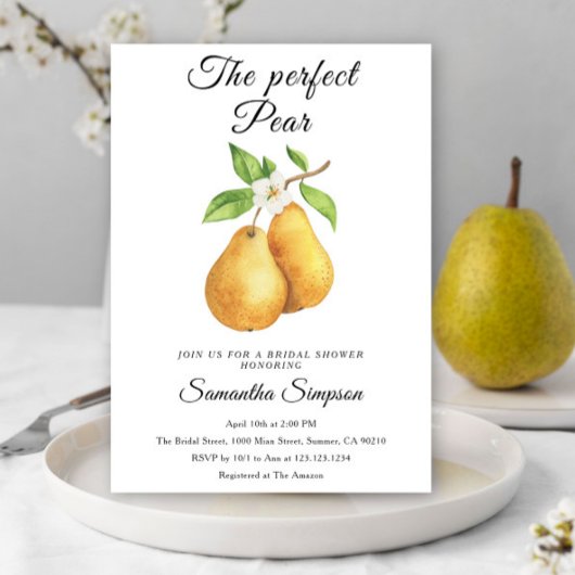 Invitation Aquarelle Perfect Pear Fête des mariées florale