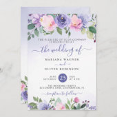 Invitation Aquarelle périphérique et rose Mariage floral Invi (Devant / Derrière)