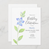 Invitation Aquarelle Périwinkle (Vinca) (Devant / Derrière)