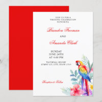 Aquarelle Perroquet coloré Mariage floral