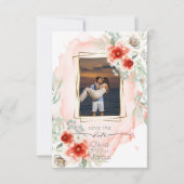 Invitation Aquarelle Persimmon Floral Photo Enregistrer la da (Devant)