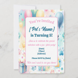Invitation Aquarelle personnalisable pour animaux de compagni