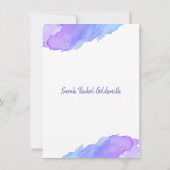 Invitation Aquarelle personnalisée Bat mitzvah bleu violet (Dos)