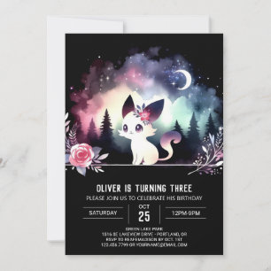Invitation Aquarelle personnalisée Chat Anniversaire