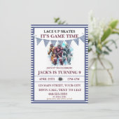 Invitation Aquarelle Personnalisée Hockey sur glace Thème d'a (Debout devant)