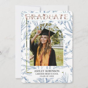 Invitation Aquarelle personnalisée Nature Florale Graduation