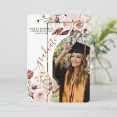 Invitation Aquarelle personnalisée Nature Florale Graduation (Debout devant)