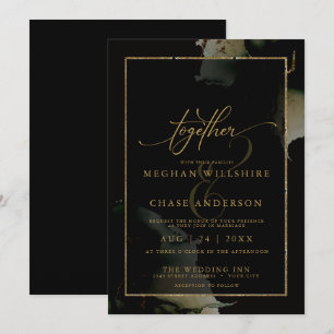 Invitation Aquarelle personnalisée noire Sage moderne