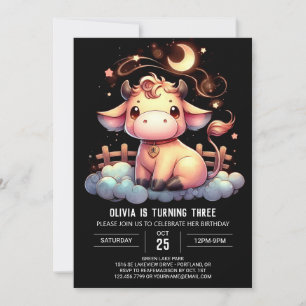 Invitation Aquarelle Personnalisée Vache Anniversaire