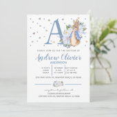 Invitation Aquarelle Peter Rabbit Baby Boy Christening (Debout devant)