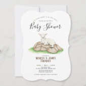 Invitation Aquarelle petit agneau couples baby shower (Devant)
