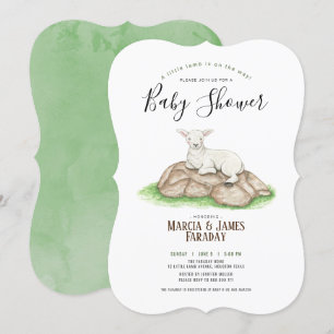 Invitation Aquarelle petit agneau couples baby shower