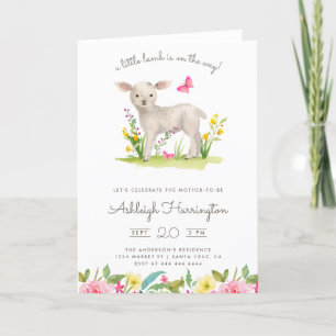Invitation Aquarelle Petit agneau Ressort Baby shower