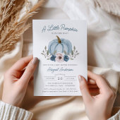 Invitation Aquarelle Petit Baby shower Citrouille Bleu