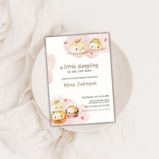 Invitation Aquarelle Petit Baby shower de champignon