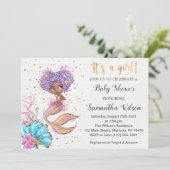 Invitation Aquarelle Petit Baby shower de sirène (Debout devant)