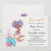 Invitation Aquarelle Petit Baby shower de sirène (Devant / Derrière)