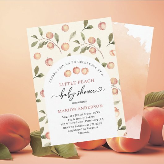Invitation Aquarelle Petit Baby shower Peach InvInvitation