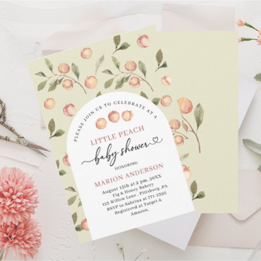 Invitation Aquarelle Petit Baby shower Peach InvInvitation