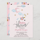 Invitation Aquarelle Petit Baby shower rose pâle (Devant / Derrière)