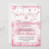 Invitation Aquarelle Petit Baby shower Saint-Valentin (Devant)