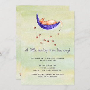 Invitation Aquarelle petit bébé sur le chemin baby shower