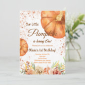 Invitation Aquarelle Petit Citrouille Automne Anniversaire In (Debout devant)