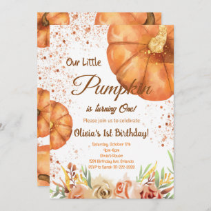 Invitation Aquarelle Petit Citrouille Automne Anniversaire In