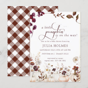 Invitation Aquarelle Petit Citrouille Baby shower d'automne