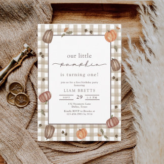Invitation Aquarelle Petit Citrouille Premier anniversaire