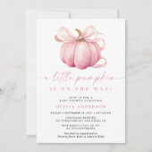 Invitation Aquarelle Petit Citrouille rose Baby shower fille (Devant)