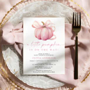 Invitation Aquarelle Petit Citrouille rose Baby shower fille